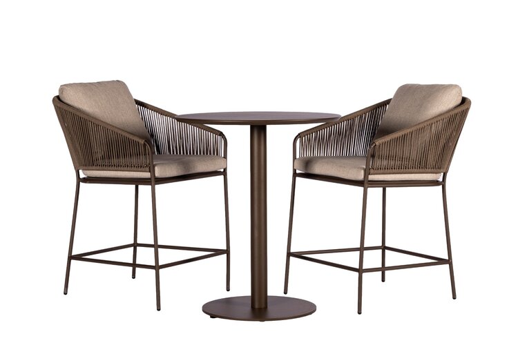 Yoi Forio 3-delige high diningset rope - Bronze showroomverlater