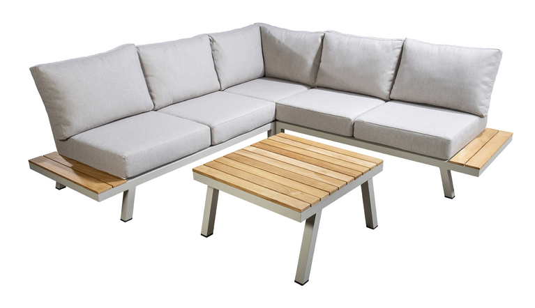 Yoi Furago platform loungeset salix incl tafel - flax beige kussenset - afbeelding 1