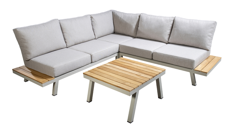 Yoi Furago platform loungeset salix incl tafel - flax beige kussenset 