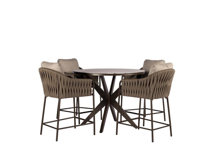 Yoi Hydra 5-delige high dining set Calma table belt - Bronze - Toffee