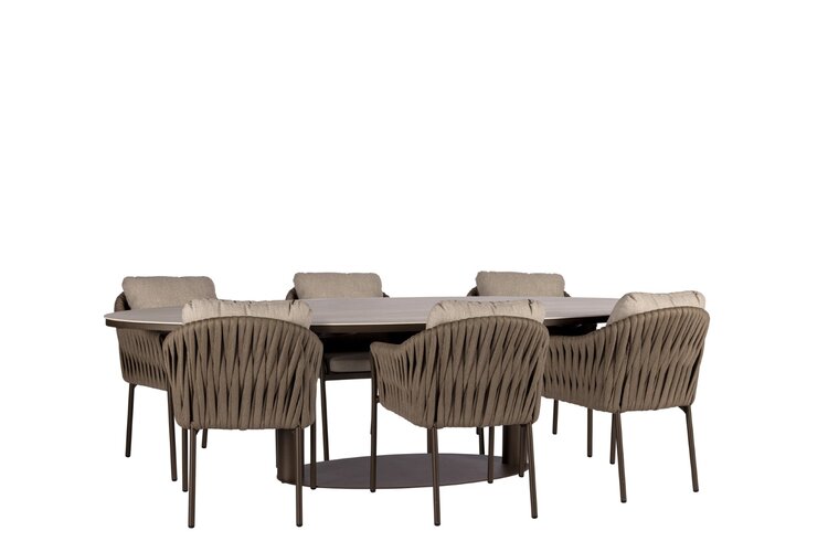 Yoi Hydra 7-delige dining set covo table belt - Bronze - Toffee