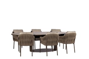 Yoi Hydra 7-delige dining set covo table belt - Bronze - Toffee - afbeelding 1