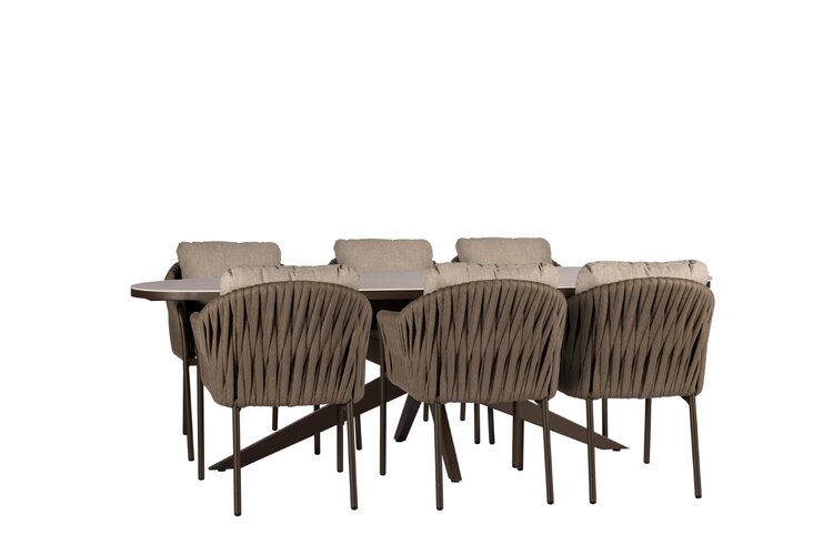 Yoi Hydra 7-delige dining set tropea teardrop table belt - Bronze - Toffee - afbeelding 1