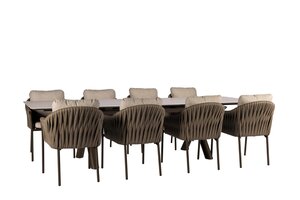 Yoi Hydra 9-delige dining set Maratea uitschuiftafel belt - Bronze - Toffee - afbeelding 1