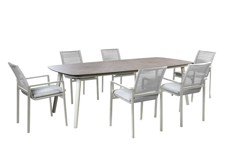 Yoi Ishi 7-delige dining semi ovaal tuinset salix