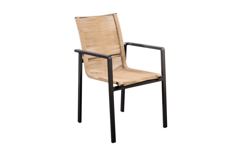 Yoi Ishi dining tuinstoel rope black - natural op=op