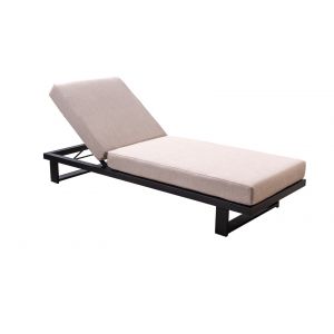 Yoi Kazoku lounger black - flax beige kussen