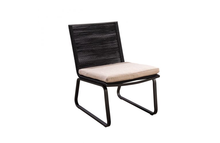 Yoi Kome loungechair black alu - rope black - flax kussen - afbeelding 1