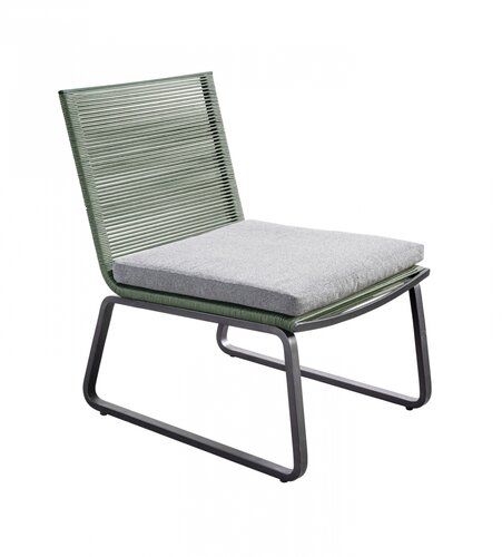 Yoi Kome loungechair dark grey alu - rope green - akarui kussen showroomverlater