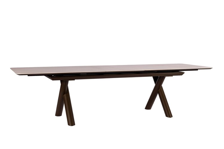 Yoi Maratea dining tuintafel uitschuif 240-300x100cm bronze - keramiek travertin - afbeelding 3