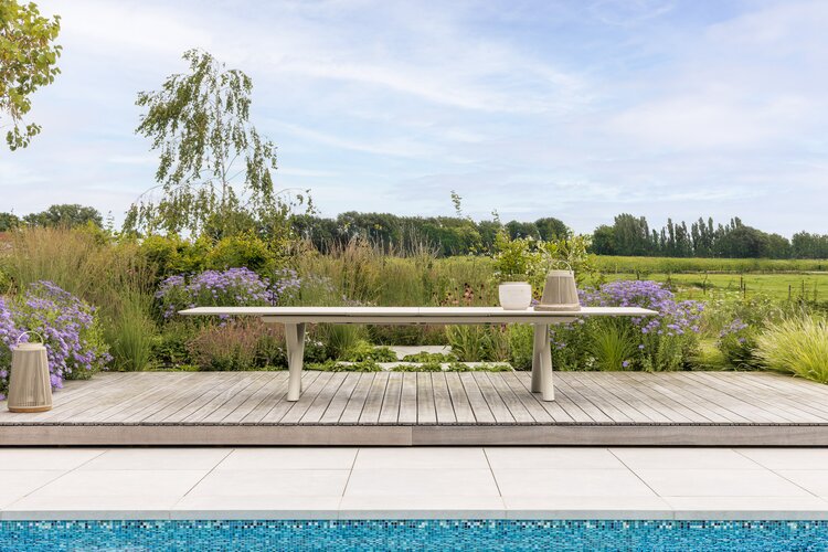 Yoi Maratea dining tuintafel uitschuif 280-340-400x100cm salix - keramiek travertin - afbeelding 5