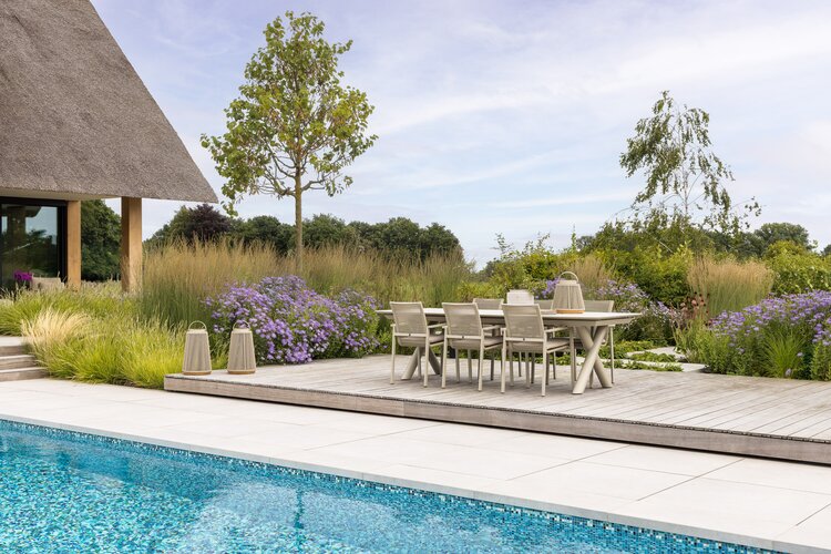 Yoi Maratea dining tuintafel uitschuif 280-340-400x100cm salix - keramiek travertin - afbeelding 7