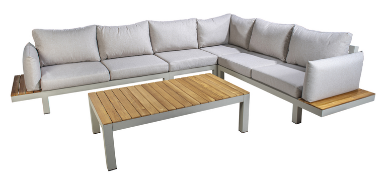 Yoi Midori island loungeset XL salix incl tafel - flax beige kussenset - afbeelding 1