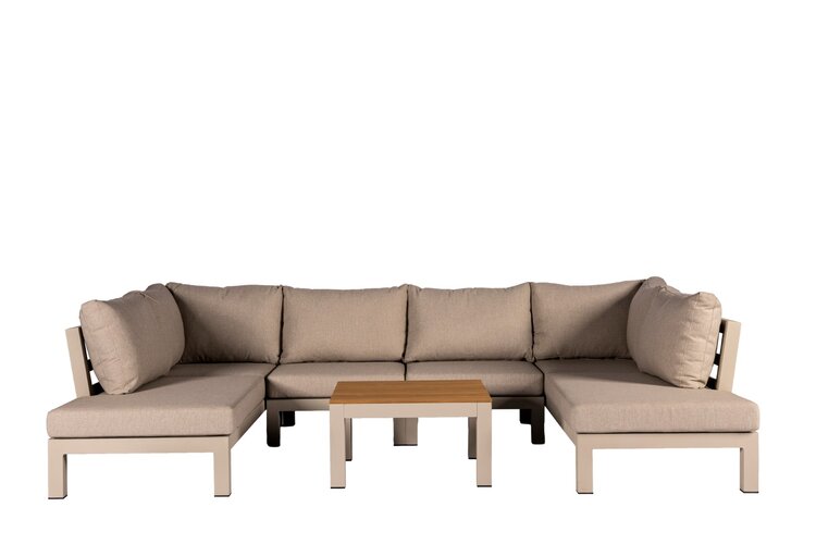 Yoi Midori u-vormige loungeset salix ottomane - flax beige kussenset - afbeelding 1