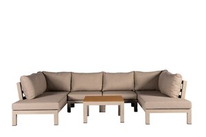 Yoi Midori u-vormige loungeset salix ottomane - flax beige kussenset - afbeelding 1