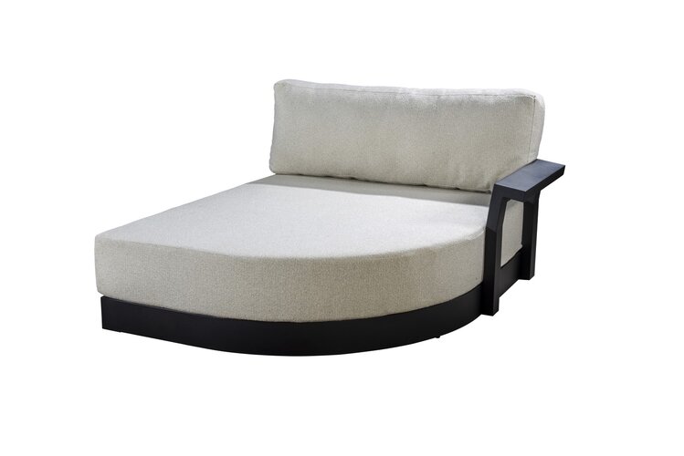 Yoi Millor 3 seater round daybed with armrest left black - kussenset ecru boucle