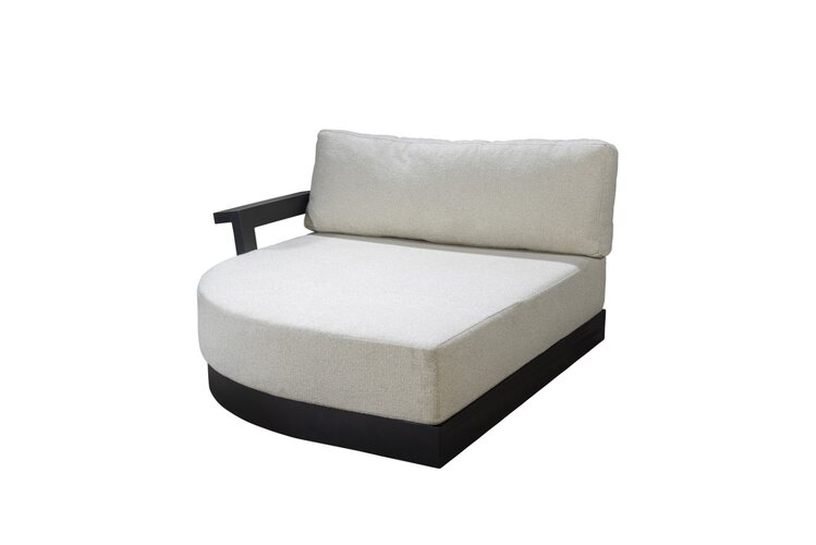 Yoi Millor 3 seater round daybed with armrest right black - kussenset ecru boucle