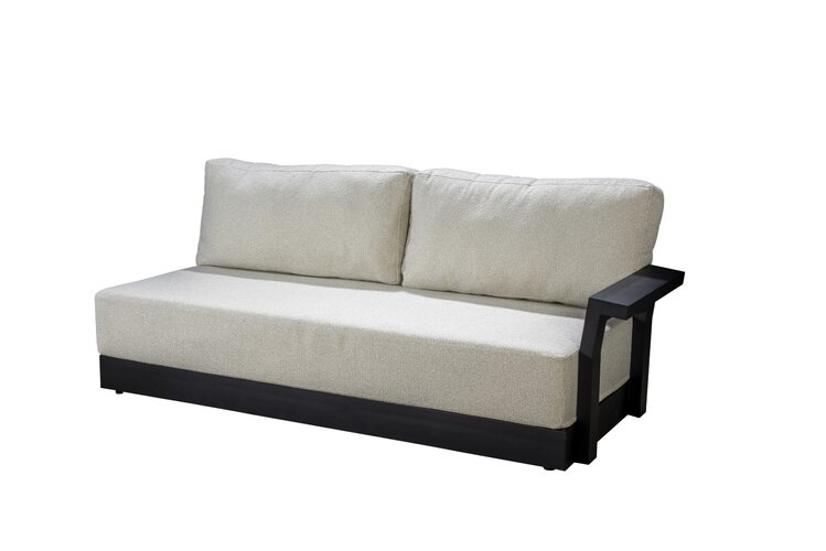 Yoi Millor 3 seater with armrest left black - kussenset ecru boucle