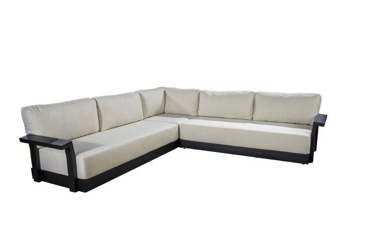 Yoi Millor hoekloungeset black 325x325cm - kussenset ecru boucle ( excl tafel )