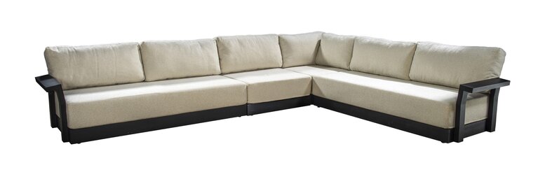 Yoi Millor hoekloungeset black 435x325cm - kussenset ecru boucle ( excl tafel )