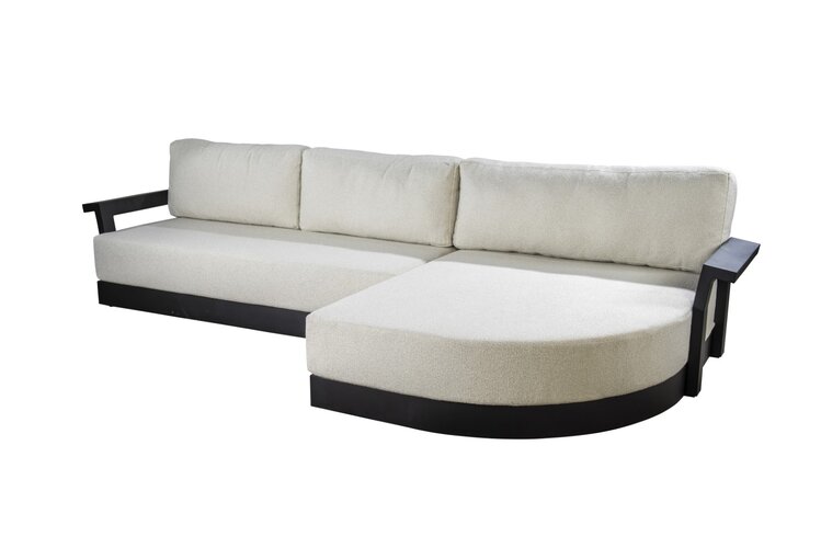 Yoi Millor Lazy loungebank left black 365x190cm - kussenset ecru boucle ( excl tafel )