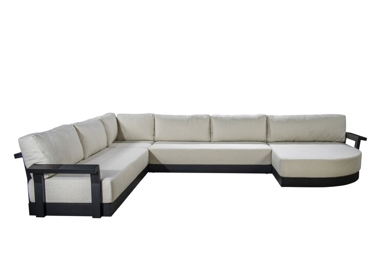 Yoi Millor loungebank xl met daybed left black 460x325cm - kussenset ecru boucle ( excl tafel )