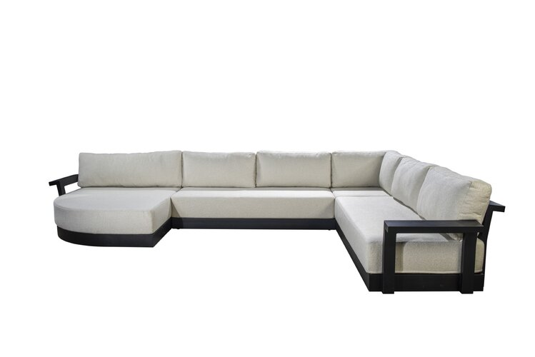 Yoi Millor loungebank xl met daybed right black 460x325cm - kussenset ecru boucle ( excl tafel )