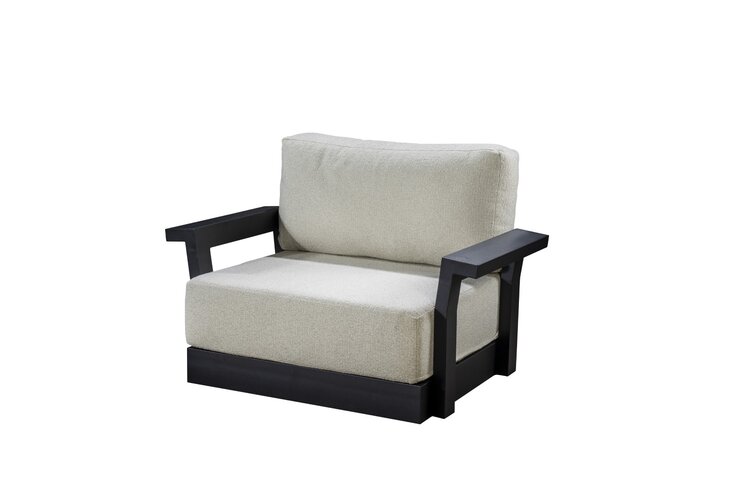 Yoi Millor loungechair black - kussenset ecru boucle