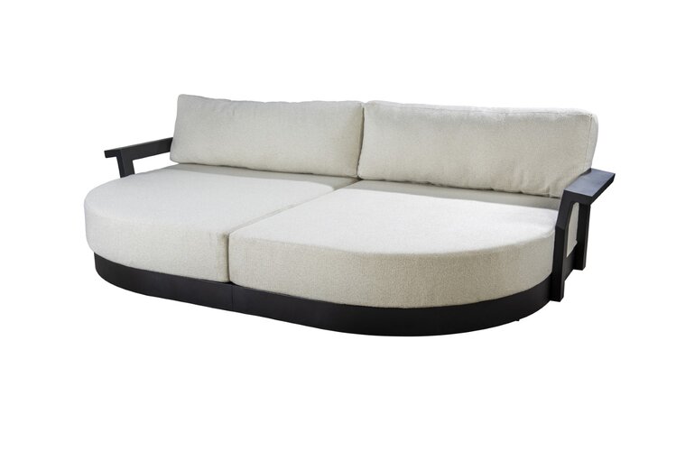 Yoi Millor round daybed with armrest black - kussenset ecru boucle