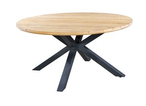 Yoi Noas dining tuintafel 125cm rond  dark grey - teak