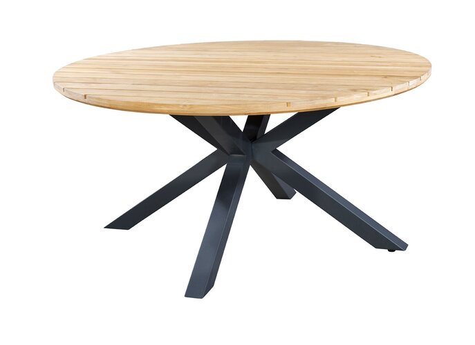 Yoi Noas dining tuintafel 150cm rond  dark grey - teak