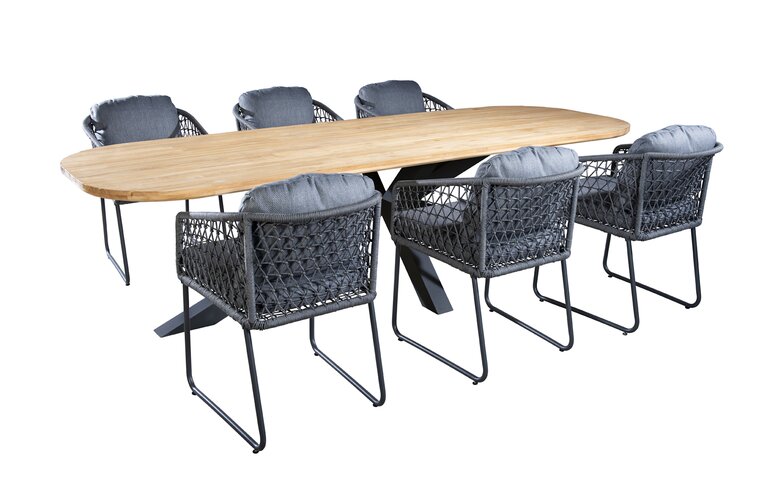 Yoi Noas dining tuintafel 280x100cm dark grey - teak - afbeelding 2