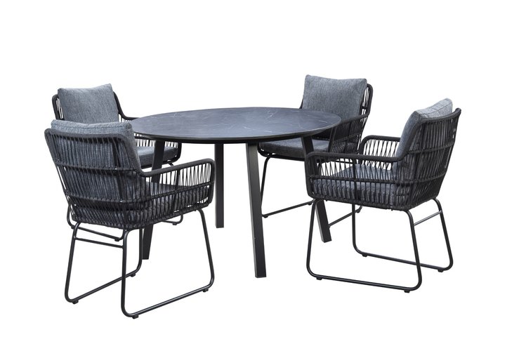 Yoi Ran 5-delige dining tuinset rond - panther black - afbeelding 1