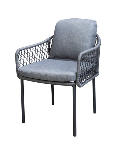 Yoi Rocha dining chair dark grey frame grey rope  mixed grey kussenset op=op