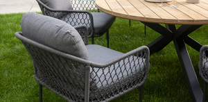 Yoi Rocha dining chair dark grey frame grey rope  mixed grey kussenset op=op - afbeelding 3