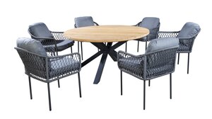 Yoi Rocha dining chair dark grey frame grey rope  mixed grey kussenset op=op - afbeelding 2