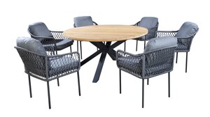 Yoi Rocha dining chair dark grey frame grey rope  mixed grey kussenset  - afbeelding 2