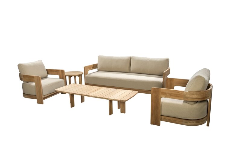 Yoi Tonga 5-dlg lounge sofa set teak - naturel all weather kussenset