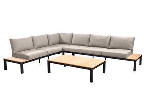 Yoi Tori loungeset black - teak flax beige kussenset