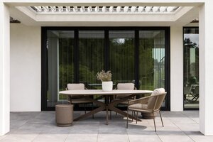 Yoi Tropea teardrop dining tuintafel oval 270x110cm  bronze - keramiek travertin - afbeelding 4