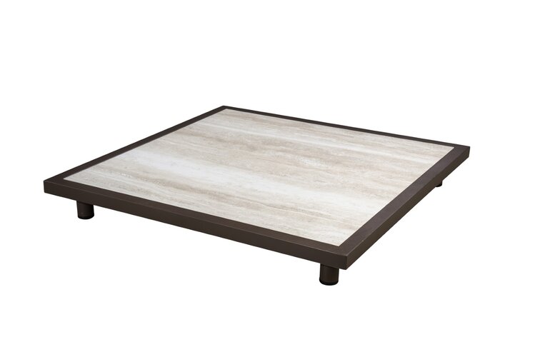 Yoi Vallon coffee table 100x100cm alu bronze - travertin ceramic top