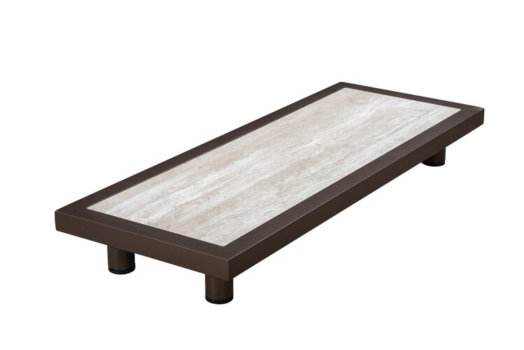 Yoi Vallon side table 100x40cm alu bronze - ceramic top travertin