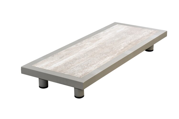 Yoi Vallon side table 100x40cm alu salix - ceramic top travertin