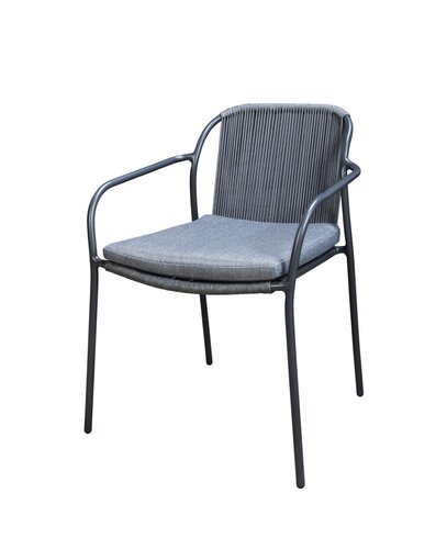 Yoi Vedella dining chair dark grey frame rope grey  mixed grey zitkussen