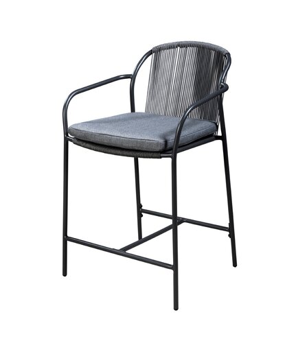 Yoi Vedella high dining chair dark grey frame grey rope  mixed grey zitkussen