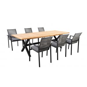 Yoi Wakai - Ishi 7-delige dining tuinset black