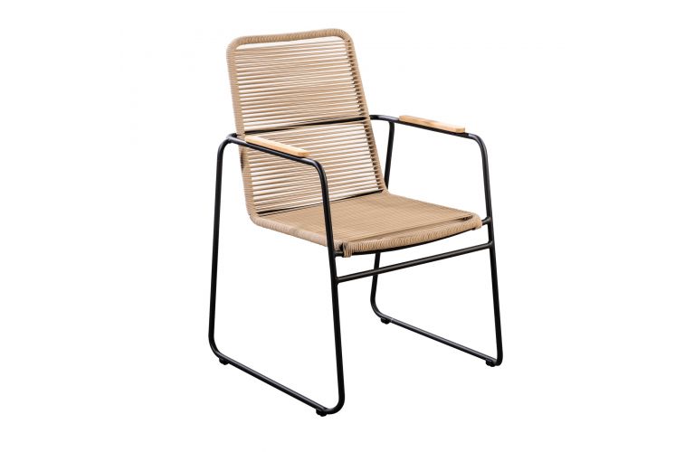 Yoi Wasabi dining tuinstoel black - rope natural incl zitkussen op=op